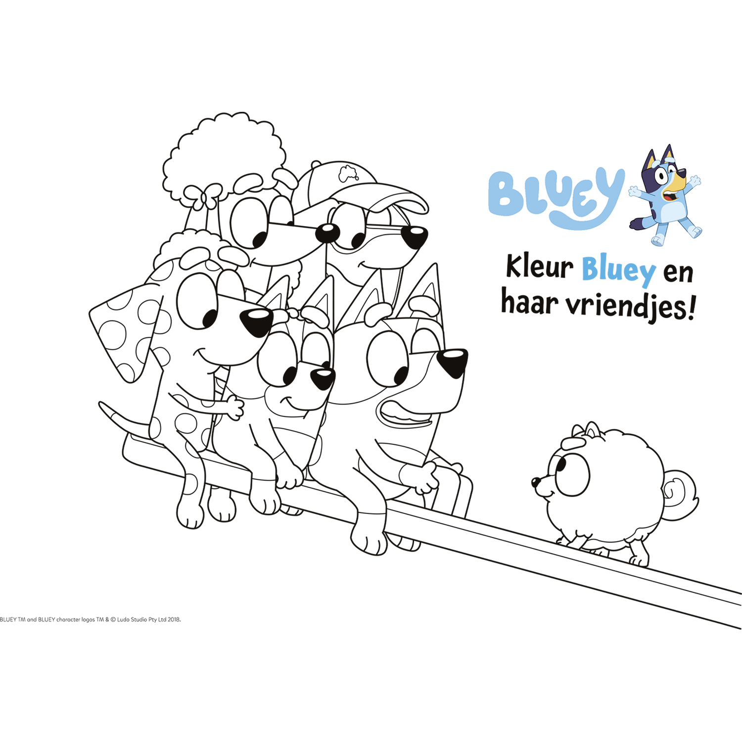 Bluey en vriendjes kleurplaat